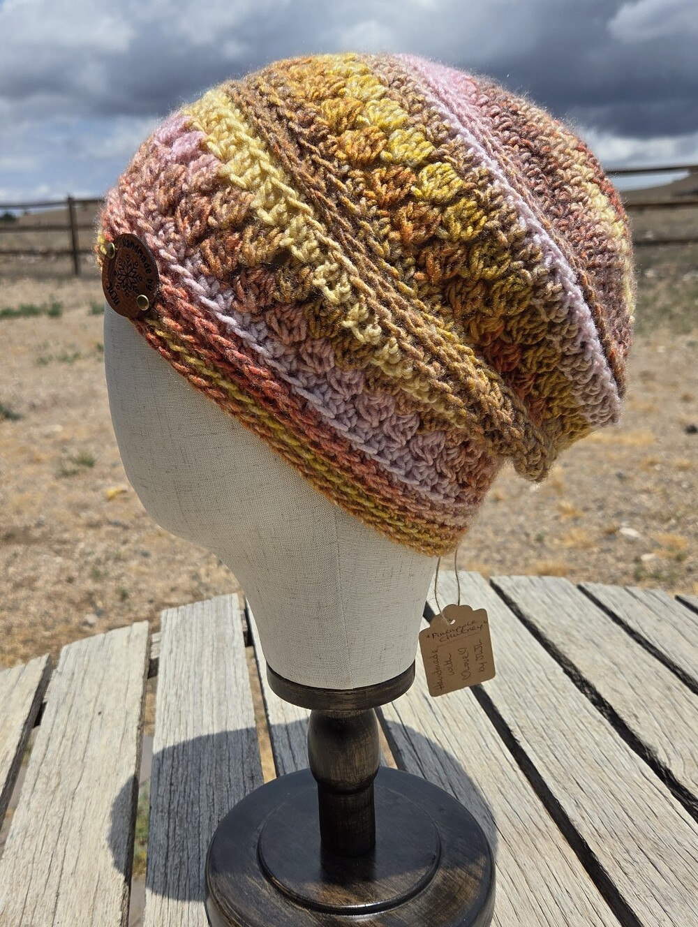 Artisan Handmade Crochet Cozy "Pineapple Chutney" Slouchy Boho Beanie Hat